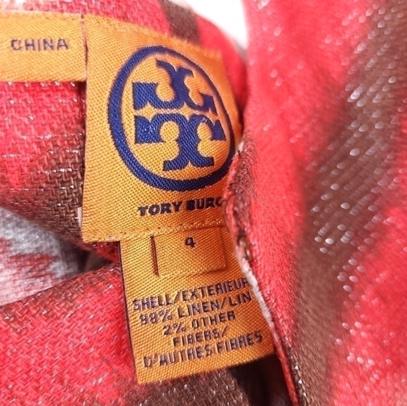 Tory Burch Linen Boho Smock Top Boat Neck Tunic Sz 4 - Picture 2 of 16